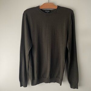 Paolo Mondo 100% Extra Fine Merino Wool Knit Crewneck Sweater Olive Forest Green